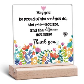 Leaving Gifts for Colleagues Thank You Acrylic Plaque New Job Present Retirement Clear Desk Decorative for Women Colleagues Friends Boss Goodbye Gift Appreciation Acrylic Plaque With Wooden Stand