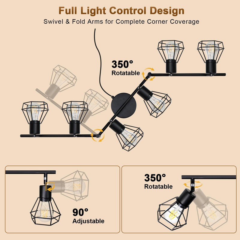 LTBLIGHT Plug in Track Lighting, 6-Light Rotatable Ceiling Light Fixture