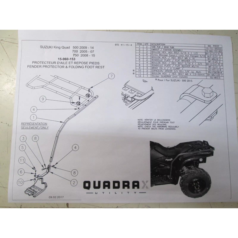 QUADRAX REAR FENDER PROTECTOR SET - SUZUKI KING QUAD 500
