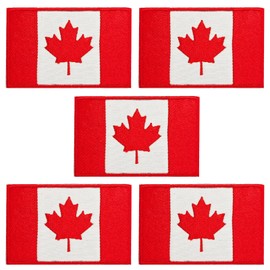 Azarxis Canada Flag Patches Canadian Hook and Loop Embroidered Sew Tactical Tags Morale National Emblem Accessories for Travel Backpack Hats Jackets Clothes Jeans, DIY Badge Patch (Red - 5 PCS)