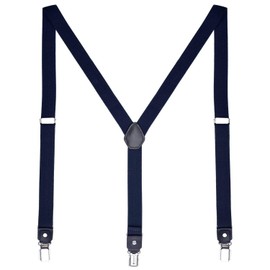 DonDon Men's Fashion Braces Suspenders 2,5 cm 1,0" Wide with 3 Clips in Y-Form Elasticated and Adjustable Length in - Blue