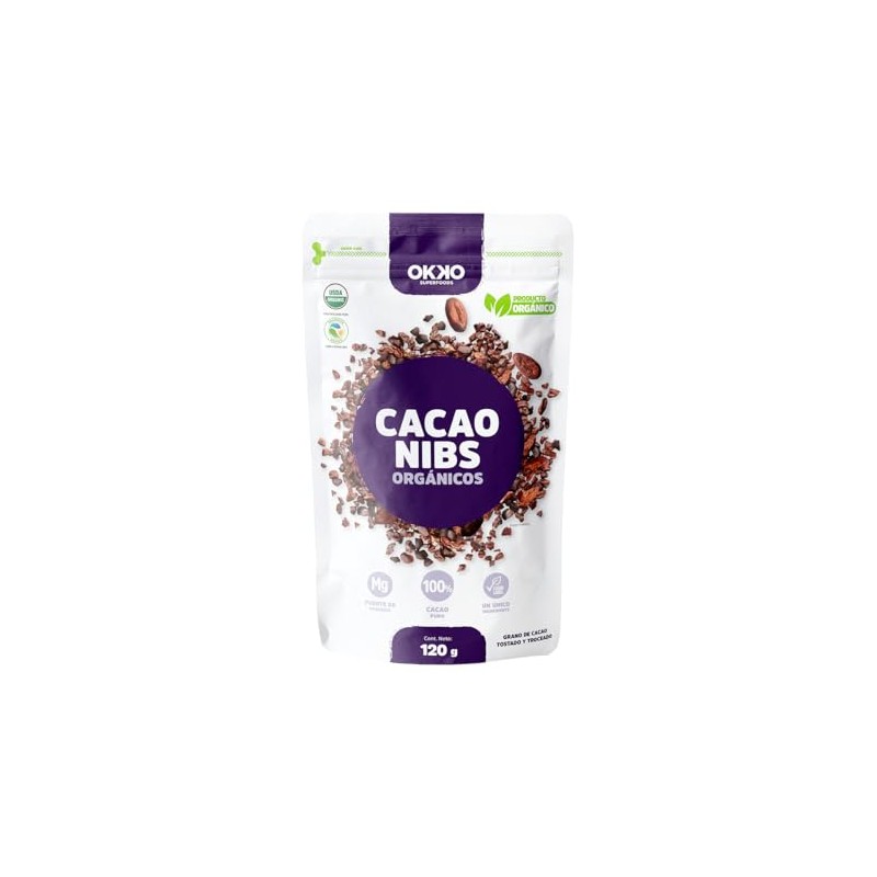 OKKO Cacao Nibs Orgánicos, 120 g
