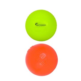 Kosma Pack of 2 Windball Cricket Ball | Indoor & Outdoor Soft Training Cricket Ball for Coaching Practice (1Pc each Fluorescent Yellow, Orange)