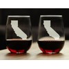 California State Outline - Stemless Wine Glasses - Set of