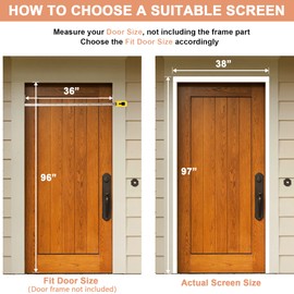 FIRGUNY Magnetic Screen Door Fits Door Size 36 x 96, Screen Size 38" x 97", Fiberglass Mesh Certain with Magnets Heavy Duty, Easy Install, White