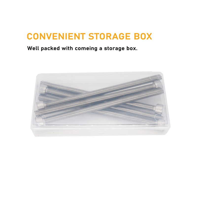 binifiMux 6pcs M8 x 100mm Full Thread 304 Stainless Steel