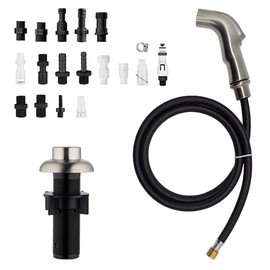 Houtingmaan Kitchen Sink Sprayer Replacement, Side Sprayer, Kitchen Sink Faucet Sprayer Hose,Sprayer Head Replacement,Sink Spray Head,17 ADAPTERS,Sink Sprayer Brushed Nickel