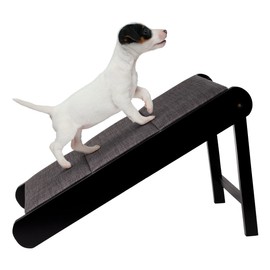 Pet Ramp - Foldable Wooden Dog Ramp for Getting onto Beds, Couches, or Into Vehicles - Dog Accessories for Small Dogs by PETMAKER (Black/Gray)