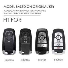 ontto Car Key Fob Cover Fit for Ford Maverick Focus Edge Explorer Everest Fusion Mondeo Mustang 2/3/4/5 buttons Smart Alloy Leather Key holder Shell case bag keyring keychain accessories Red C