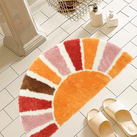 Eummy Half Round Door Mat Decorative 76x40cm Sun Flower Half Circle Door Rug Water Absorbent Mat Plush Bathroom Floor Rug Multipurpose Door Rug for Bathroom Living Room Entryway