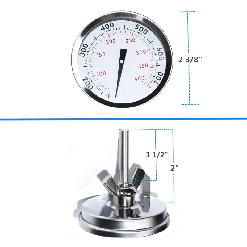 DOZYANT Weber Grill Thermometer Replacement 238 Inch Center Mount Stainless
