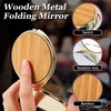 luzhidongm Metal Frame Wooden Surface Circular Travel Mirror (Bamboo)