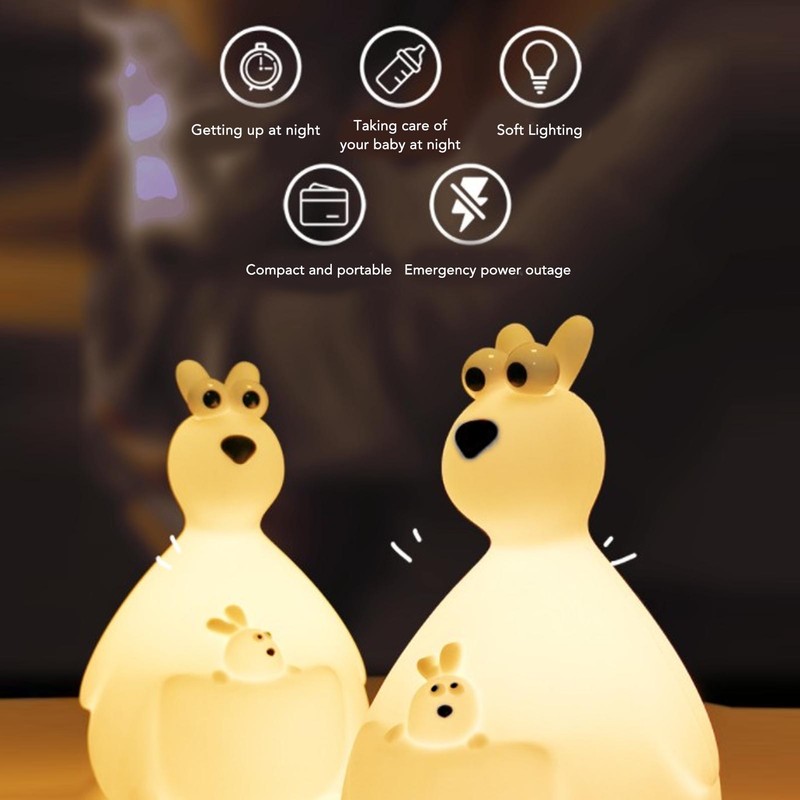 Cute Night Light Kangeroo Baby Pat Night Light Rechargeable Bedside