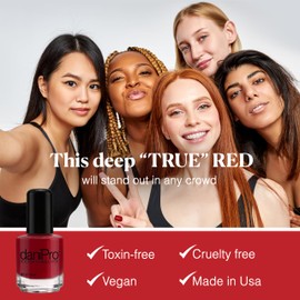 daniPro Doctor Formulated Nail Polish Always Be True - Deep Red Fingernail Polish & Toenail Polish, 0.5 oz with Undecylenic Acid, Biotin & Vitamins - Vegan Formula for Healthy Nails - USA-Made