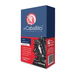 el Caballito Jeans, el único Colorante en Polvo para ropa color Azul profundo ¡Revive y cambia el color de tu prenda favorita! Cajilla con 12 sobres de 16g c/u