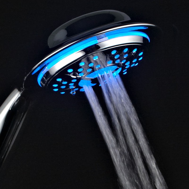PowerSpa 4-Inch LED Handheld Shower Head with Air Jet LED