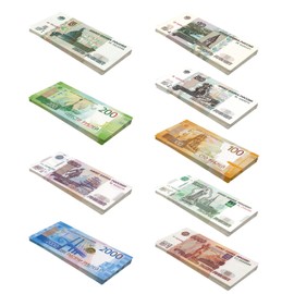 Scratch Lover Toy Money Mini Bundle, 250 Banknotes of Russian Ruble Play Money in 9 Denominations