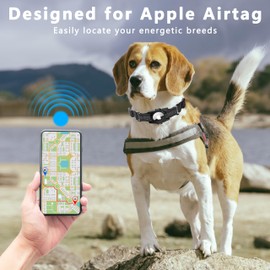 Seyezo Airtag Dog Collar, Upgraded Reflective Airtag Dog Collar Holder, Heavy Duty Pet Collar with Airtag Holder, Adjustable Nylon Puppy Collars for Small Medium Large Dogs(XS(11.2’’-12.6’’), Black)