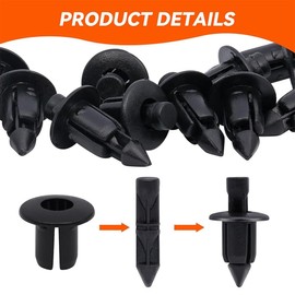 COYUN Pack of 50 car mounting clips, diameter 6 mm pin, diameter 15 mm head, in black, plastic, door trim clip, interior clips, bumper clamps, decorative trim holder, expansion rivets