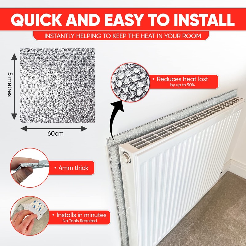 Radiator Foil Reflective Thermal Bubble Heating Insulation (5m x 60cm)