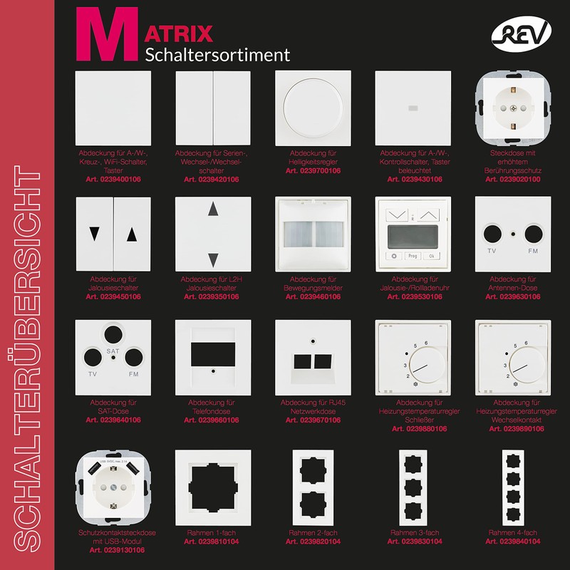 REV Matrix 0239890106 Cover for Heating Controller (Change Contact), Thermostat
