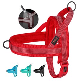 Didog No Pull Dog Harness with Breathable Mesh Padded, Full Reflective & Quick Fit Adjustable Vest Harness, Easy for Training Walking for Small & Medium and Large Dogs (Red, M)