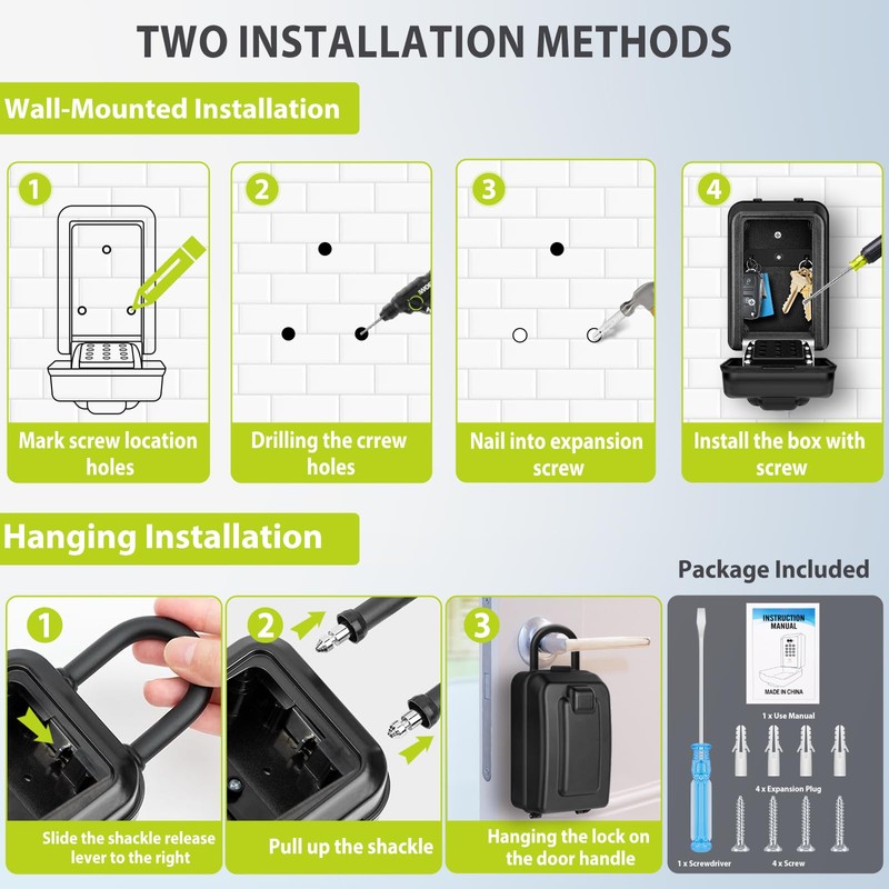 NEWIROVE Key Safe with Number Code, Large Key Safe with