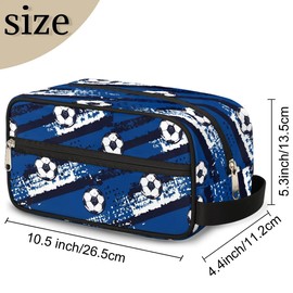 LLCXCSI Boys Travel Toiletry Bag, Kids Waterproof Hanging Dopp Kit, Blue Soccer Wash Bag with Large Capacity for Travel, Sports, Shower