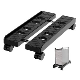 Hovadova Adjustable Mobile CPU Stand, Ventilated Computer Tower Stand with 4 Caster Wheels Fits Most PC Tower, Under Desk CPU Holder PC Floor Cart Computer Riser for Gamers and Students (Large Black)