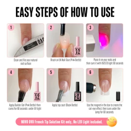 NOVO OVO UV Nail Glue (Also Work as Builder Gel) and Top Coat (with Cat Eye Effect) Kit, Hema TPO Free, Super Strong Adhesive for Press on Acrylic Nails, CatEye Gel Glitter Polish, Magnet Included