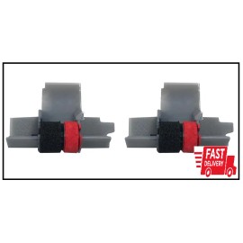 Package of Two Casio HR-100TM and HR-150TM Calculator Ink Roller, Black and Red,