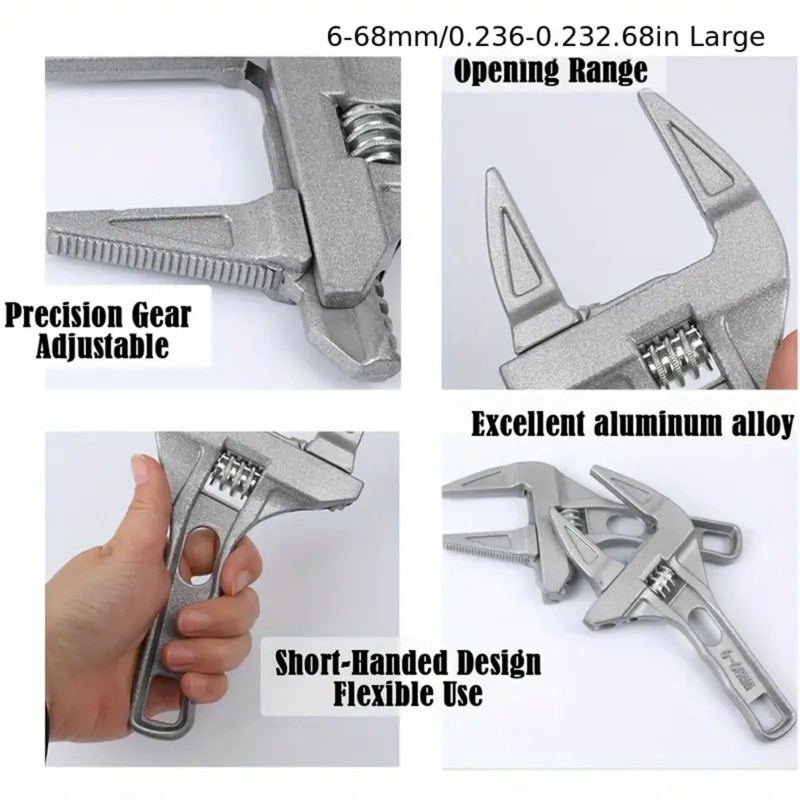 Adjustable Spanner,Adjustable Wrench,Large Adjustable Spanner,6-70mm Wide Jaw Adjustable Spanner,Convenient Wide