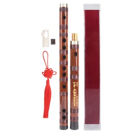 Bamboo Flute Key G Vintage Bamboo Flute Dizi G Key Dizi Bamboo Flute with Bamboo Membrane & Velvet Bag (G Button)