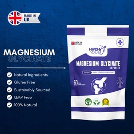 Magnesium Glycinate 1000mg, 60 Vegan Tablets, High Strength, Magnesium Bisglycinate, Supports Sleep, Bone and Muscle Function, Vegan Supplement