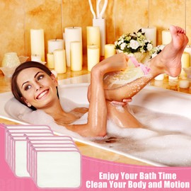 10 Paquetes Toallas Exfoliantes para Cara y Cuerpo Toallitas de Baño de Tejido Exfoliante Suave Paño de Ducha para Fregar de Nailon Paño de Baño de Masaje para Mujer Hombre (Borde Rosa)