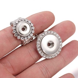 Lovglisten 2pcs Mixed Random Adjustable 12mm 18mm Snap Jewelry Ring Charms 18mm for Snap Jewelry Making