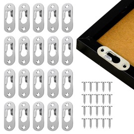 20pcs Keyhole Hanger Picture Frame Hangers Picture Keyhole Hanging Single Keyhole Hangers Frame Hangers Metal Keyhole Hanger with 40pcs Screw for Picture Frame Furnniture Cabinet(45x16mm,Silver)