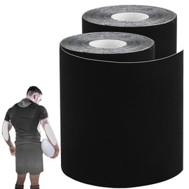 2 Rolls Kinesiology Tape, Muscle Support Tape Extra Wide Waterproof Turf Tape for Arms Football Ultra Sticky Athletic Sports Tape Wrap for Exercises Gymnastics to Prevent Turf Burn (Black White)
