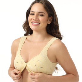 Wonholy Daisy Bras for Women, Front Snap Closure Padded Bra for Older Senior Women, Comfortable and Convenient, No Underwire Beige, 38