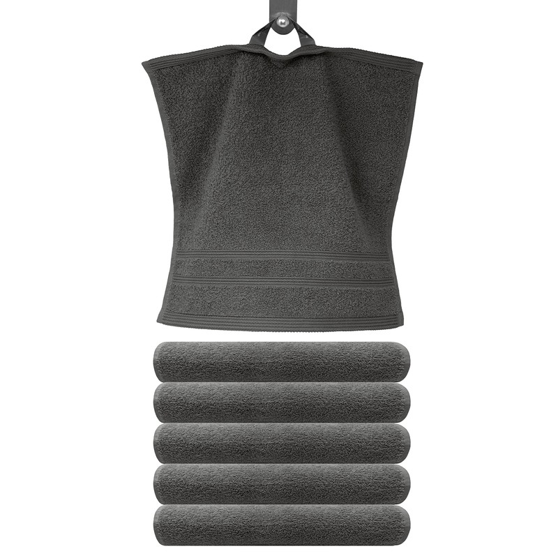 Lashuma Washcloth Grey - Anthracite, 6 x Toilet Hand Towels,