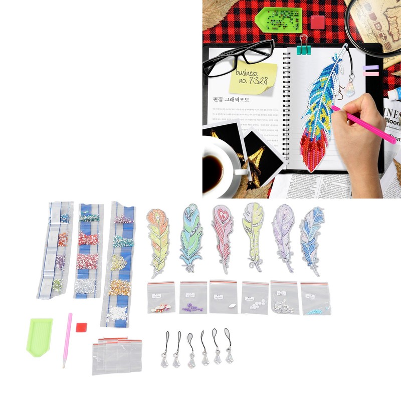 DIY Diamond Feather Bookmark Lightweight Delicate Bend Resistant Beaded Page