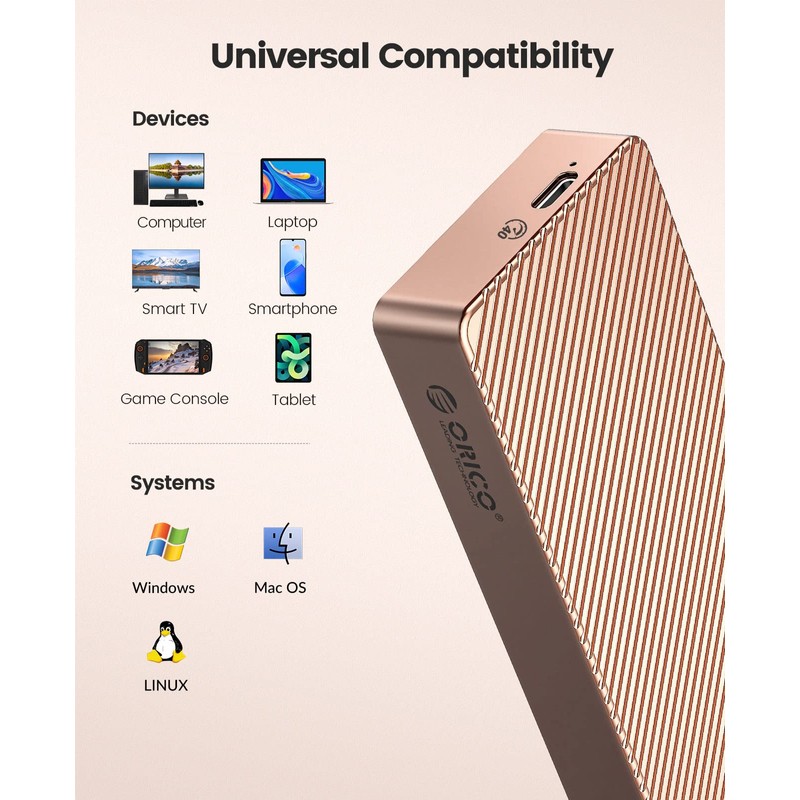 ORICO NVMe SSD Enclosure 40Gbps M.2 to USB-C Adapter for
