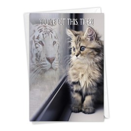 The Best Card Company - Inspirational Encouragement Card with Envelope - Cute Cat, Tiger Animal Motivation, Friendship - Aspirations C7076JFRG