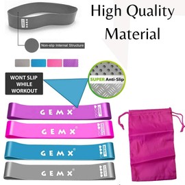 Premium Latex Non Slip Resistance Bands |Stretch Exercise Band | Fitness Elastic Bands for Working Out, Exercise, and Gym | Yoga Pilates Strength Training Bands for Legs and Glutes [Set of 4]