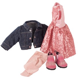Götz 3403030 Glitter Glamour Combination Doll Clothing Size XL 5-Piece Clothing and Accessory Set for Standing Dolls 45 - 50 cm