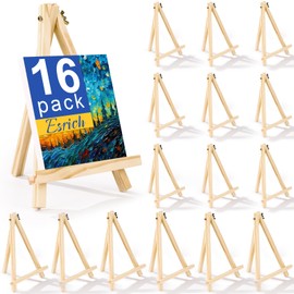 ESRICH 16 Pack 9 Inch Wood Easels, Easel Stand for Painting Canvases, Art and Crafts, Tripod, Painting Party Easel, Kids Student Tabletop Easels for Painting, Portable Canvas Photo Picture Sign Holder