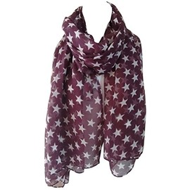 GlamLondon Star Print Scarf Large Size Fashionable Printed Stars Women Wrap (Purple - SM-7029)