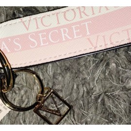 Victoria's Secret VS wristlet strap/keychain brand new pink striped logo w/charm