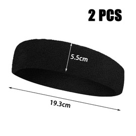 Pack of 2 Headbands, Sports Headband, Sweatband Headband, Headband Men Women, Cotton Headband, Summer Sports Hair Band, Sweat-Absorbing Headband for Sports (Black)