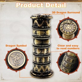 iFCOW Würfelkreisel 7 in 1 Metall Roulette Würfel Spinner D4 D6 D8 D10 D12 D20 D% für Dungeons and Dragons RPG Rollenspiele Würfel